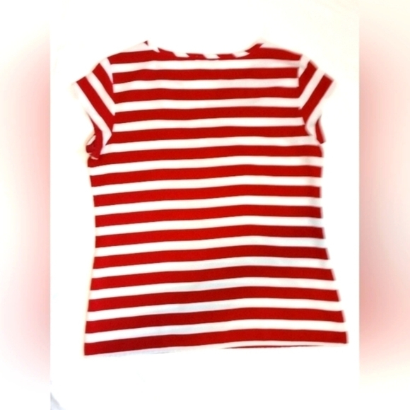 Loft Womens Top Sz M Red White Striped Beachy Summer V Neck Lightweight Office - Picture 6 of 10